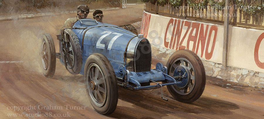 Detail from print of 1926 Targa Florio Bugatti
