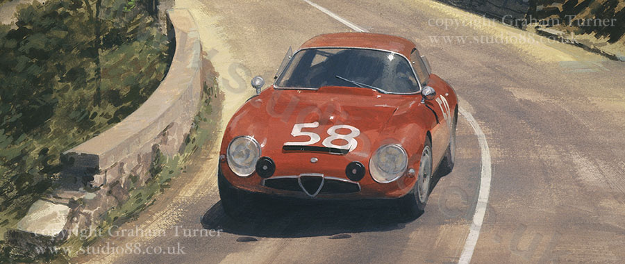 Detail from print of Alfa Romeo TX, 1964 Targa Florio