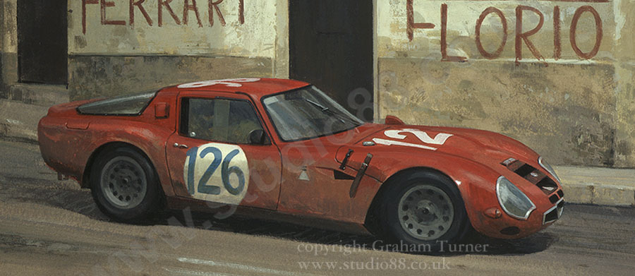 Detail from print of Alfa Romeo TZ2, 1966 Targa Florio