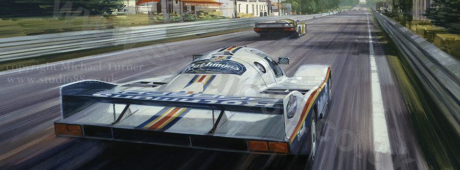 Detail from print of Porsche at 1983 Le Mans by Michael Turner