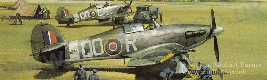 Detail from Ready for Action - Greeting card from a painting of Hawker Hurricanes by Michael Turner