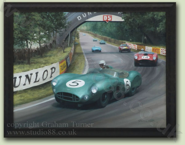 1959 Le Mans, Aston Martin DBR1 - Painting by Graham Turner