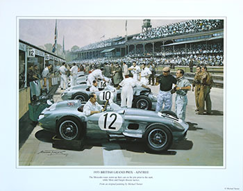 Stirling Moss, Mercedes, 1955 British Grand Prix - Motorsport F1 art print by Michael Turner
