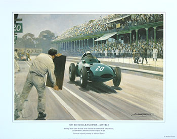 Stirling Moss, Vanwall, 1957 British Grand Prix - Motorsport F1 art print by Michael Turner