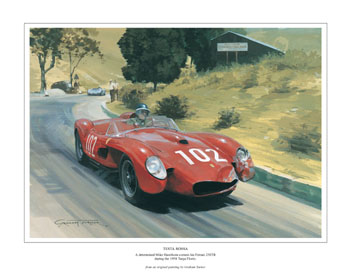 Mike Hawthorn, Ferrari Testa Rossa, 1958 Targa Florio - Classic sports racing car art print by Graham Turner