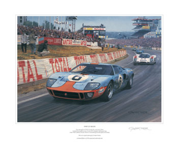 1969 Le Mans, Ford GT40 - Motorsport art print by Graham Turner
