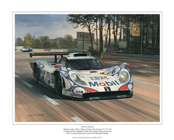 Porsche 911 GT1 - Le Mans sports racing car art print by Graham Turner