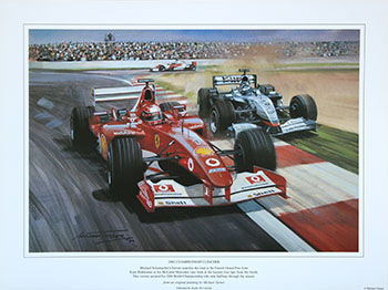 Michael Schumacher, Ferrari, 2002 French Grand Prix - Motorsport F1 art print by Michael Turner