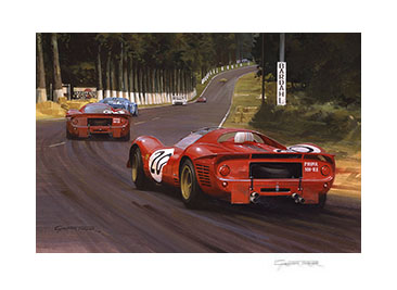 1967 Le Mans, Ferrari P4, Chris Amon - Motorsport Art Print by Graham Turner