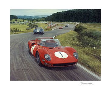 1965 Nurburgring 1000 kms, Ferrari P2, Surtees - Motorsport Art Print by Graham Turner
