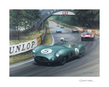 1959 Le Mans, Aston Martin DBR1 - Motorsport art print by Graham Turner
