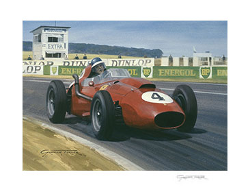 1958 French Grand Prix, Mike Hawthorn, Ferrari - Motorsport Art Print by Graham Turner