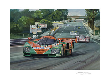 1991 Le Mans, Mazda 787B - Le Mans Art print from a motorsport painting by Michael Turner