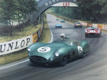 1959 Le Mans, Aston Martin DBR1, Salvadori - Original Motorsport oil painting by Graham Turner