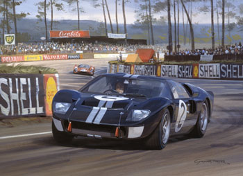 1966 Le Mans, Bruce McLaren, Ford GT40 - Original Motorsport painting by Graham Turner
