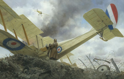 'From the Heavens into Hell' - WW1 BE2c aircraft painting by Graham Turner