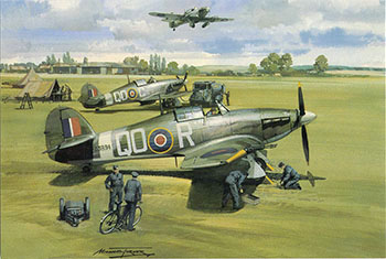 Aviation Art by Michael Turner - Battle of Britain Hurricane greeting and birthday cards