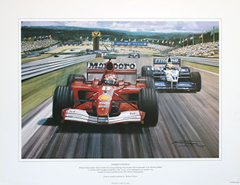 Michael Schumacher, Ferrari, 2001 European Grand Prix - Motorsport F1 art print by Michael Turner