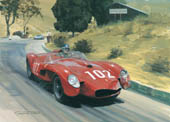 Mike Hawthorn, Ferrari Testa Rossa, 1958 Targa Florio - Classic sports racing car art print by Graham Turner