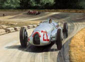 Tazio Nuvolari, Auto Union - Classic racing car art print by Graham Turner