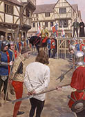 The Consequenses of Defeat; Executions after the Battle of Tewkesbury - print from a painting by Graham Turner