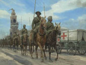 WW1 Indian Cavalry in Albert - painting by Graham Turner