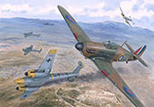 Original Painting by Graham Turner GAvA of Pat Pattle's Hurricane over Athens